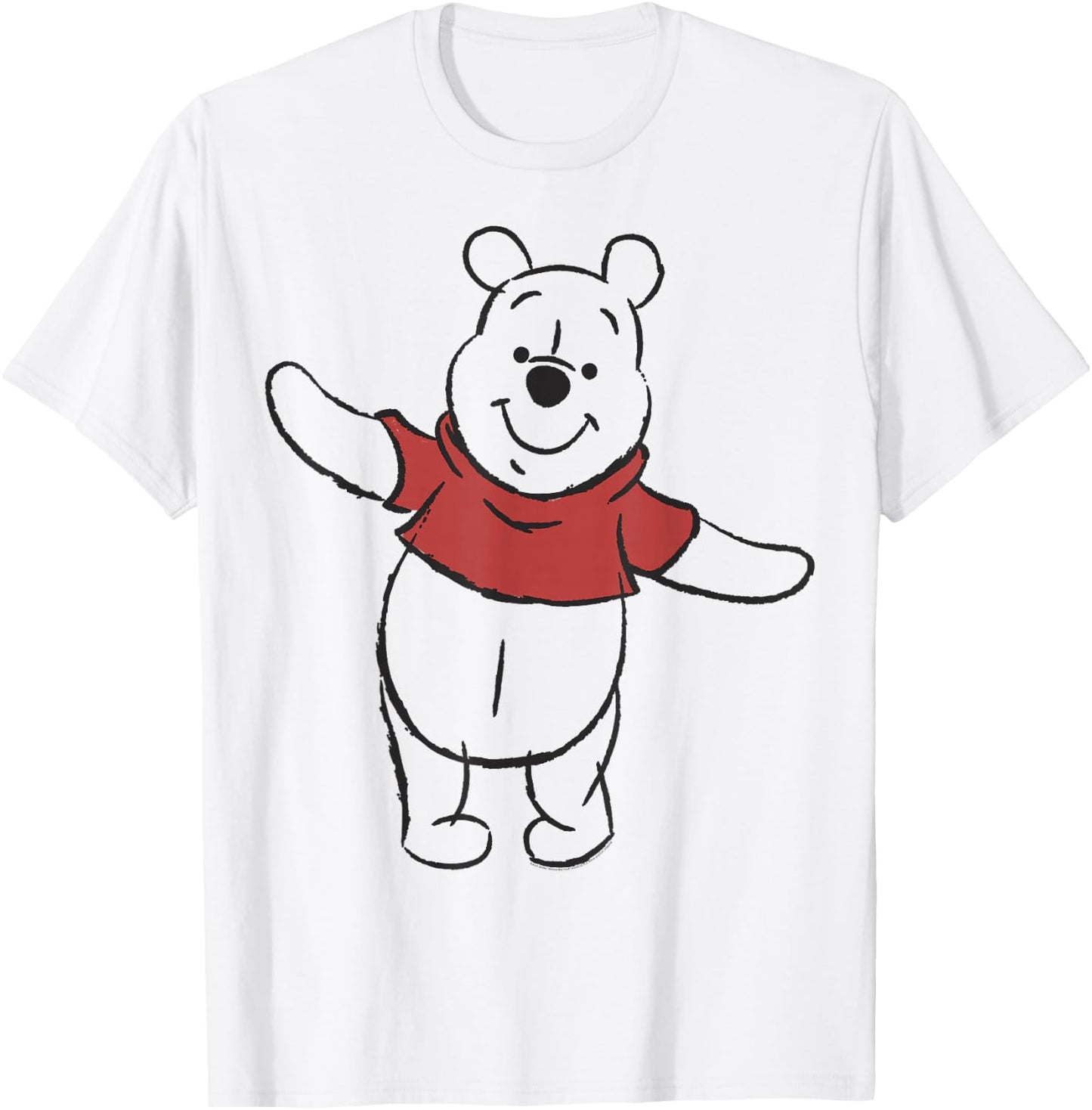 Disney Winnie The Pooh Simple Outline Sketch T-Shirt - T-Shirt | White