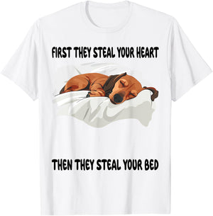 Dachshund Wiener Doxie Sleeping Pajamas Nightgown T-Shirt - T-Shirt | White