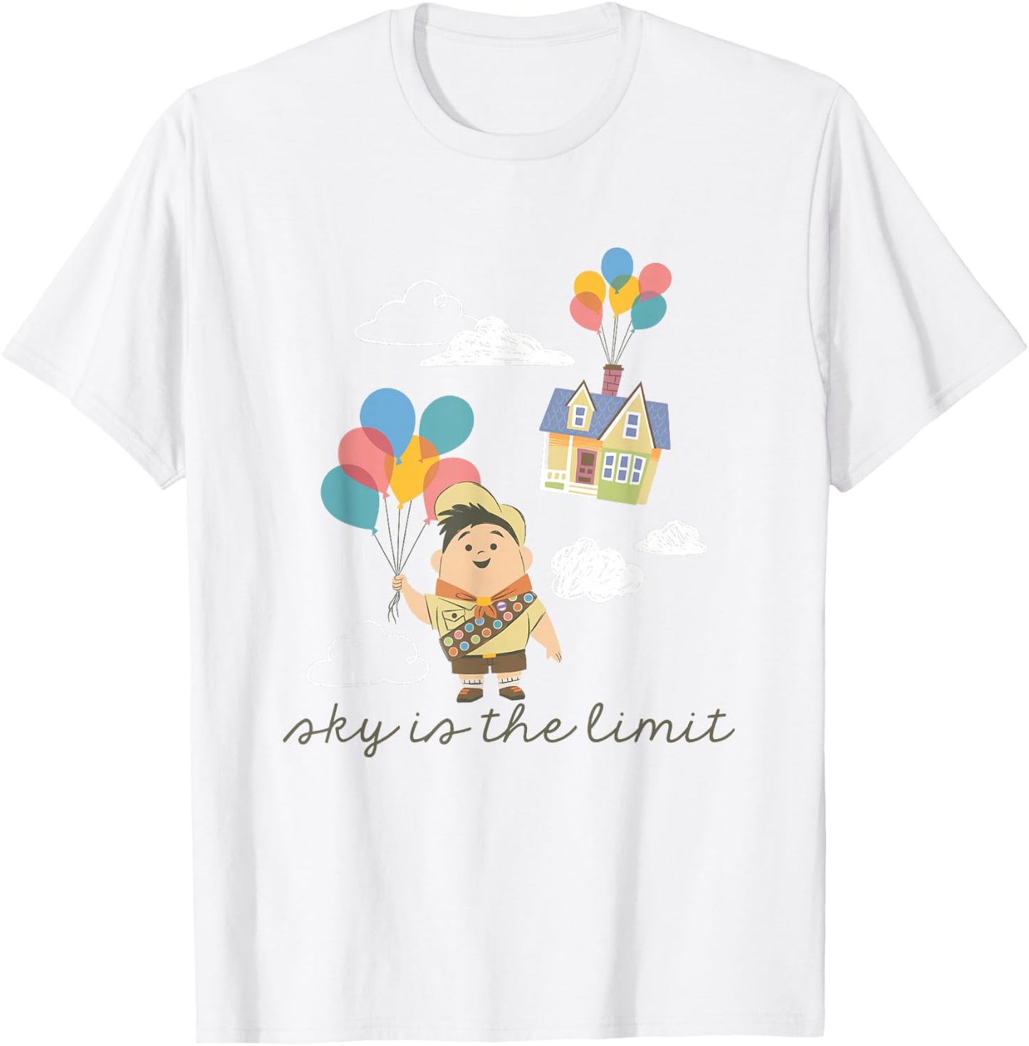 Disney Pixar Up Cute Russell Sky Is The Limit Big Chest Logo T-Shirt - T-Shirt | White