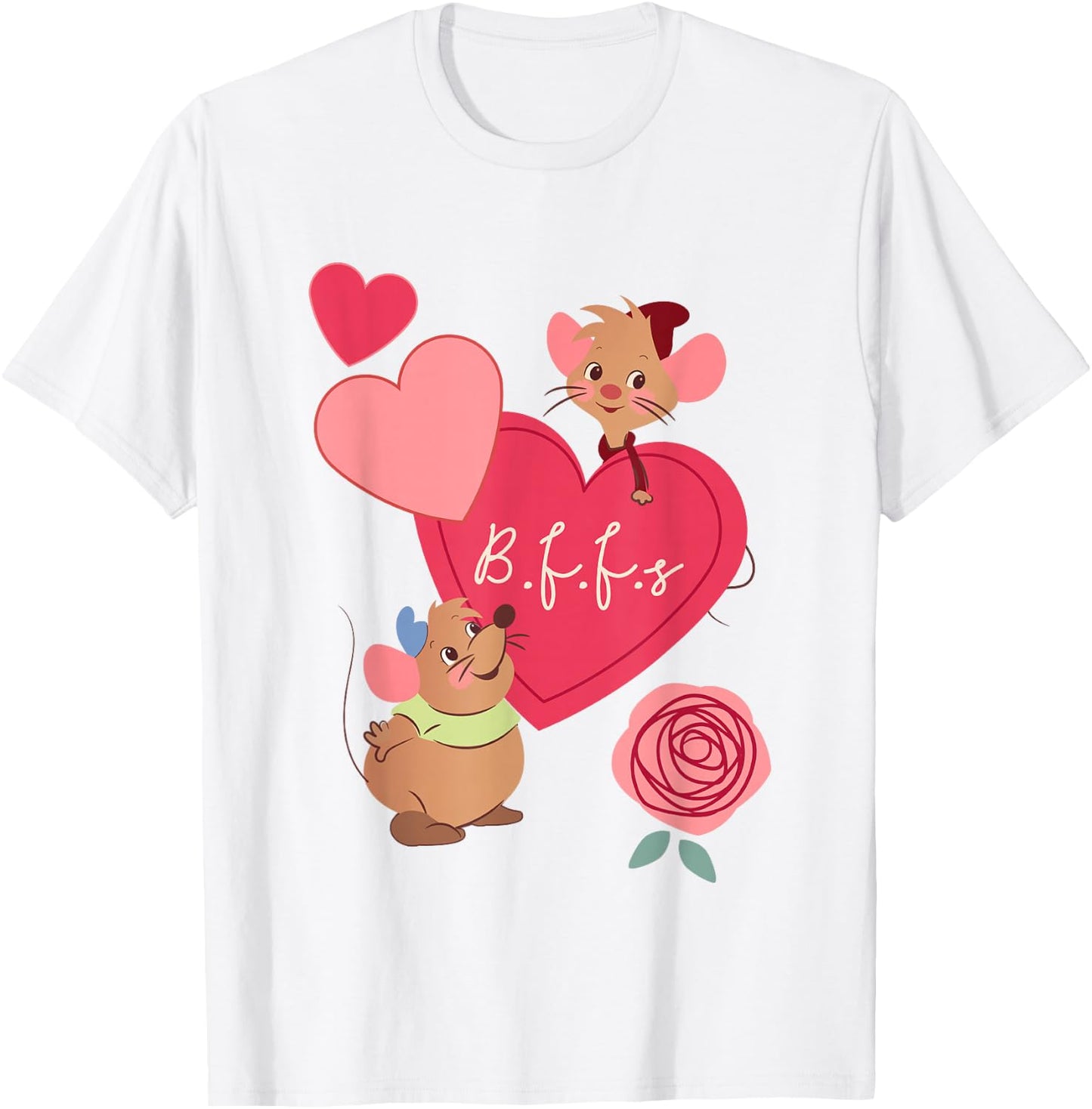 Disney Cinderella Valentine's Day Gus Jaq Bffs Chest Poster T-Shirt - T-Shirt | White