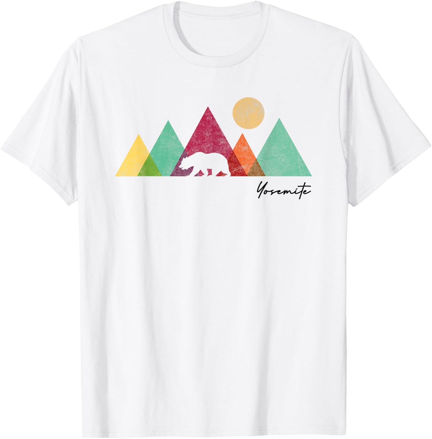 Yosemite California Colorful Bear Mountains National Park T-Shirt - T-Shirt | White