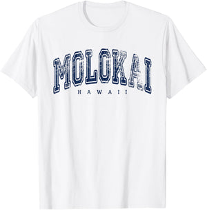 Molokai Hawaii Vintage Retro US City State Island Travel T-Shirt - T-Shirt | White