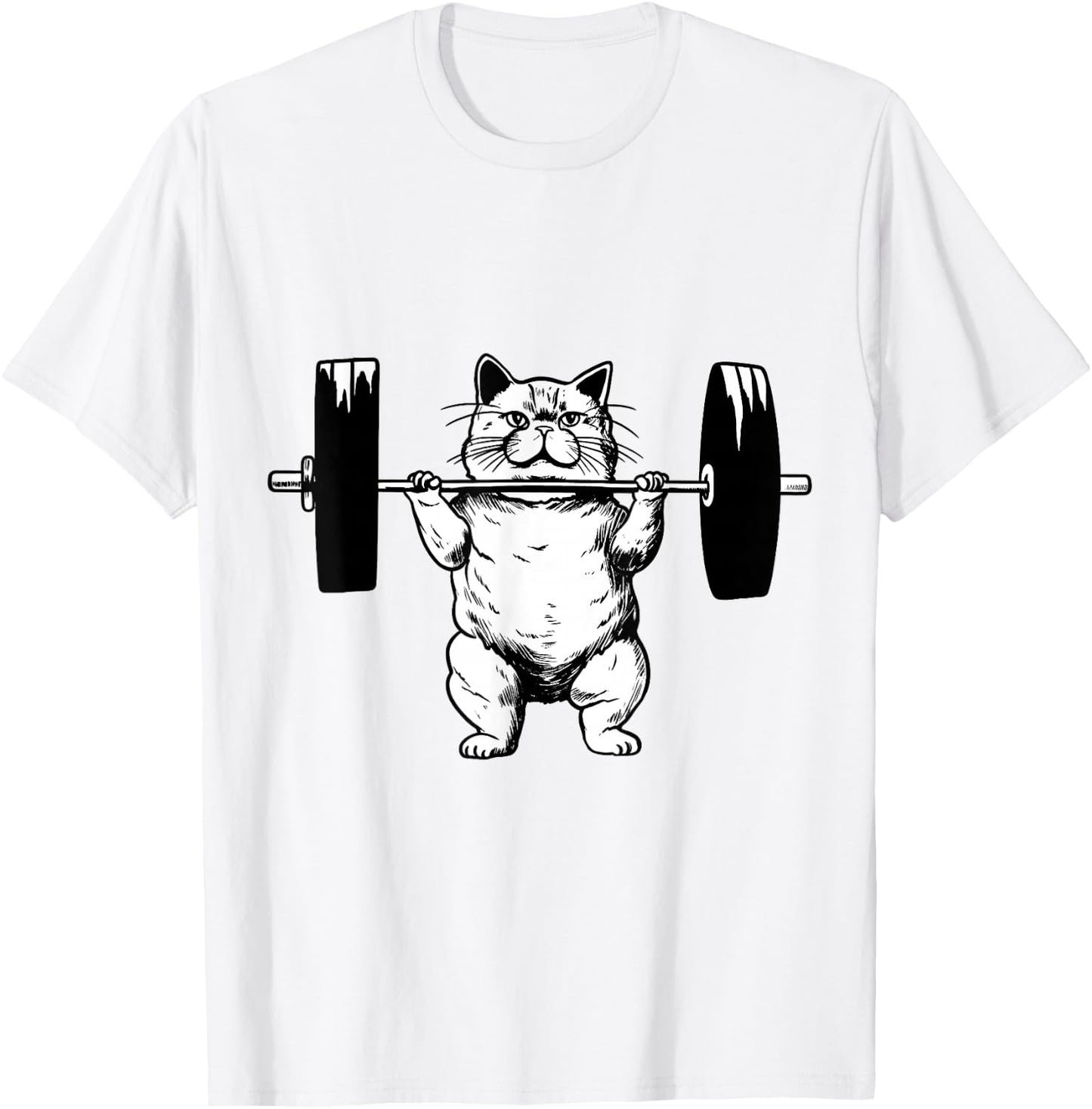 Cat Weightlifting Pet Kitty Workout Weights Cat Owner T-Shirt - T-Shirt | White