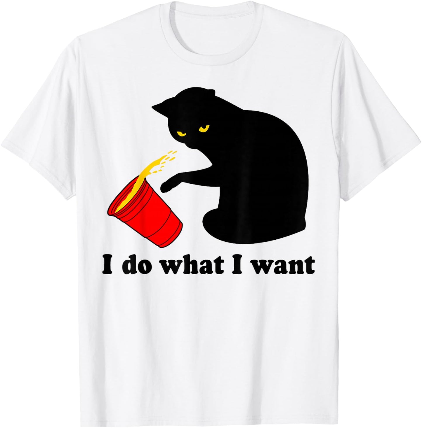 Do What I Want Black Cat Red Cup Funny Graphic XL Dark Heather T-Shirt - T-Shirt | White