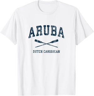 Aruba Vintage Nautical Paddles Sports Oars T-Shirt - T-Shirt | White