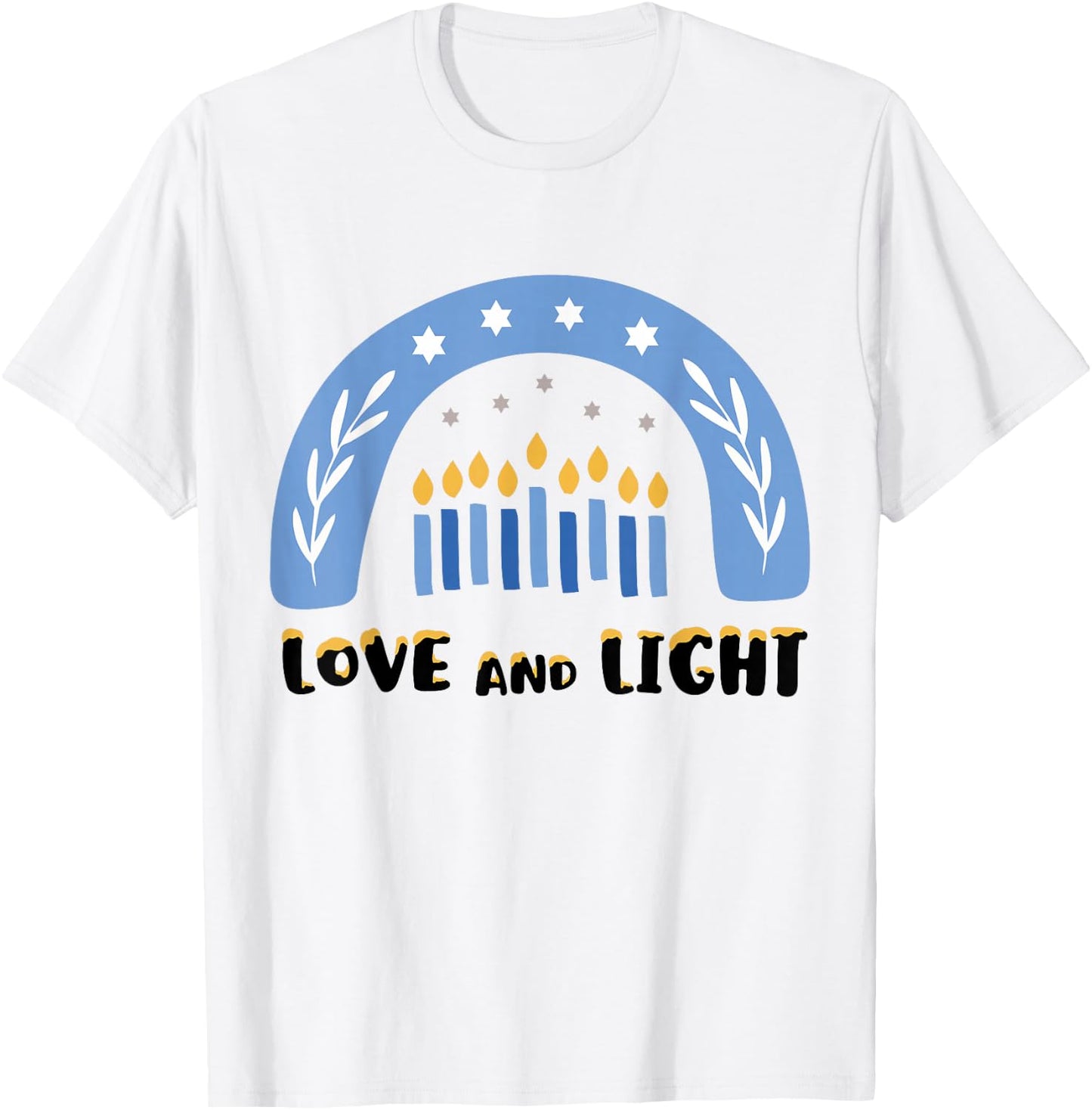 Love and Light Rainbow Hanukkah Jewish Chanukah Men Women T-Shirt - T-Shirt | White