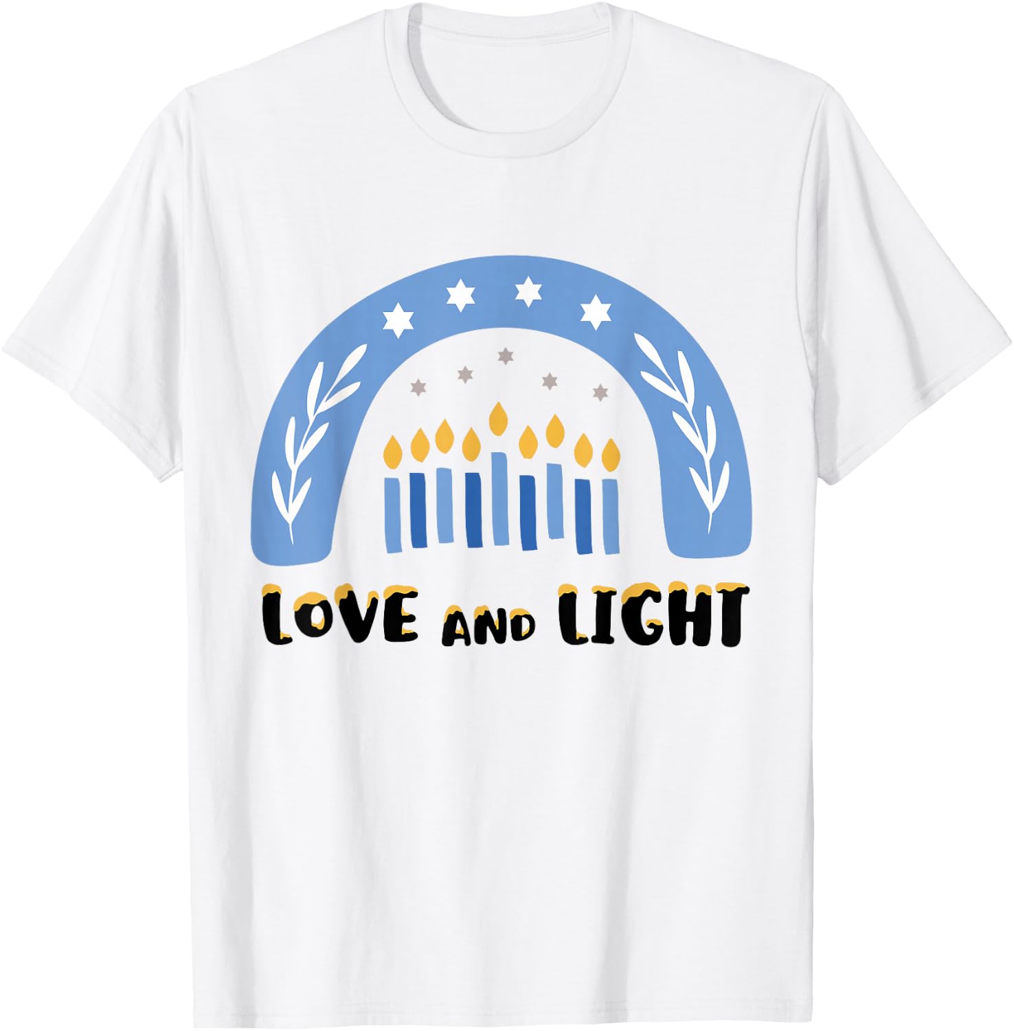 Love and Light Rainbow Hanukkah Jewish Chanukah Men Women T-Shirt - T-Shirt | White