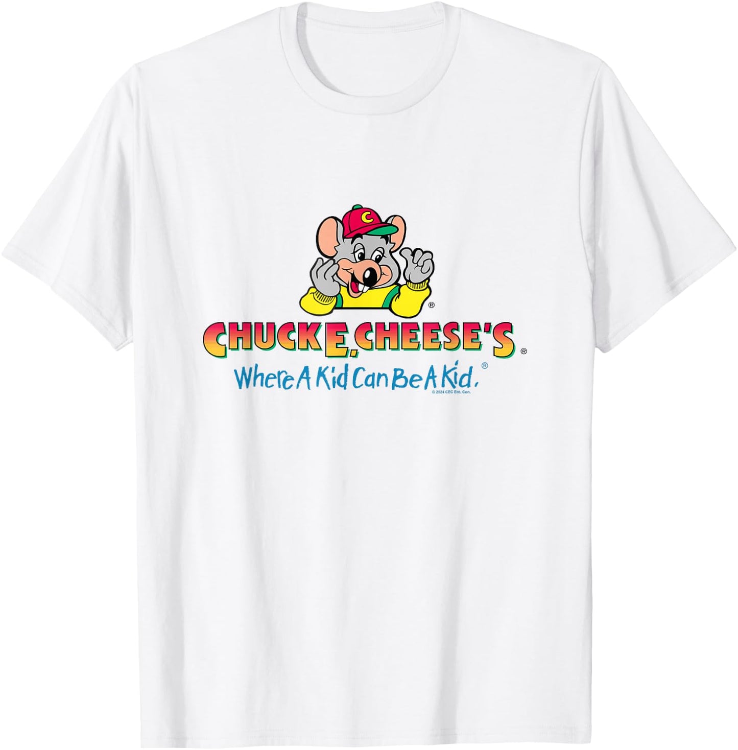 Chuck E. Cheese's Where A Kid Can Be A Kid Retro Logo T-Shirt - T-Shirt | White
