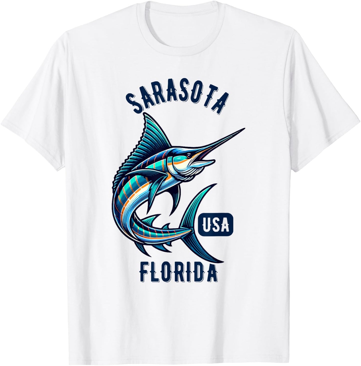 Sarasota Florida USA Fishing Design T-Shirt - T-Shirt | White