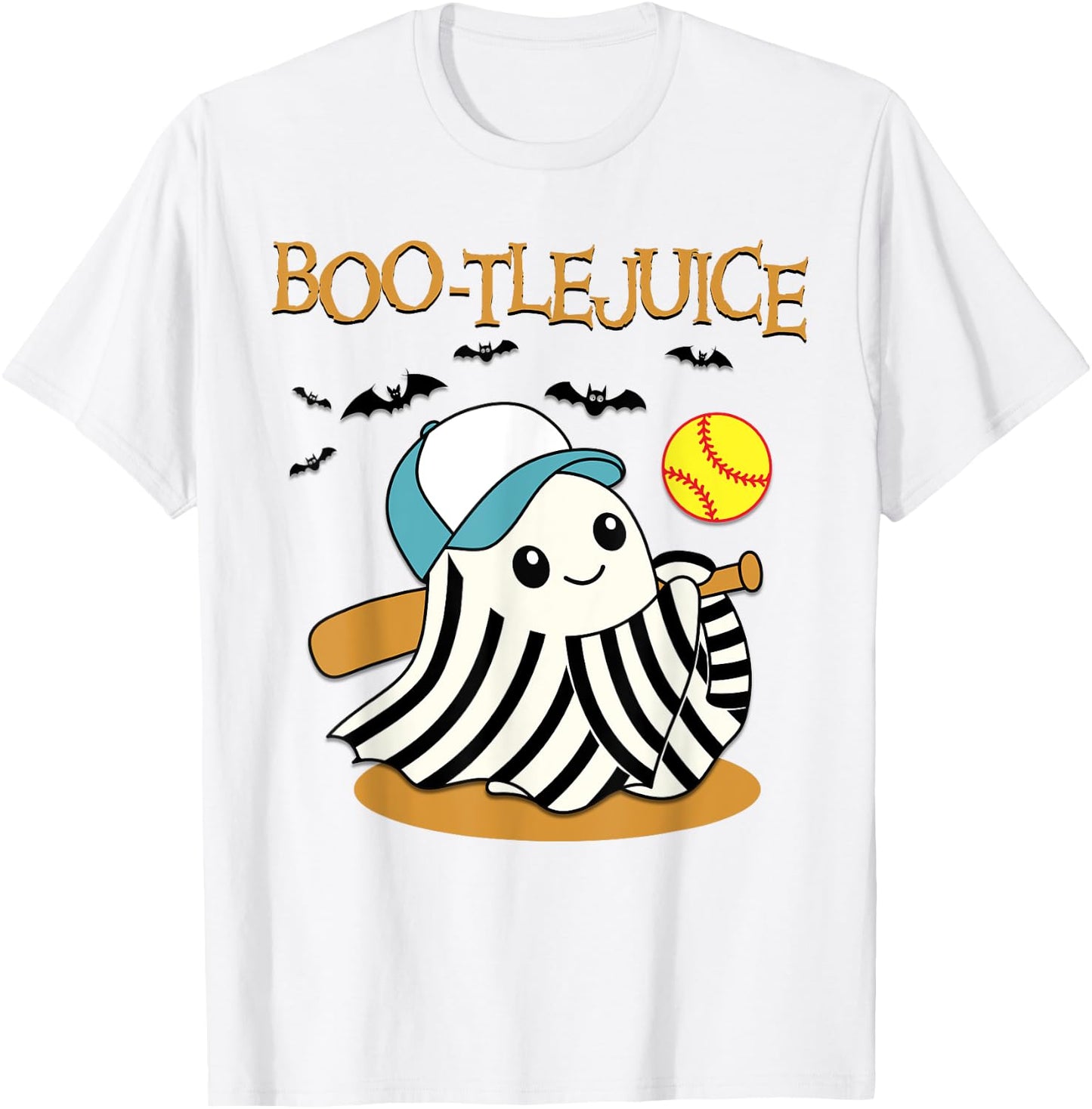 Boo-tlejuice Ghost Playing Softball Mom Girls Halloween T-Shirt - T-Shirt | White