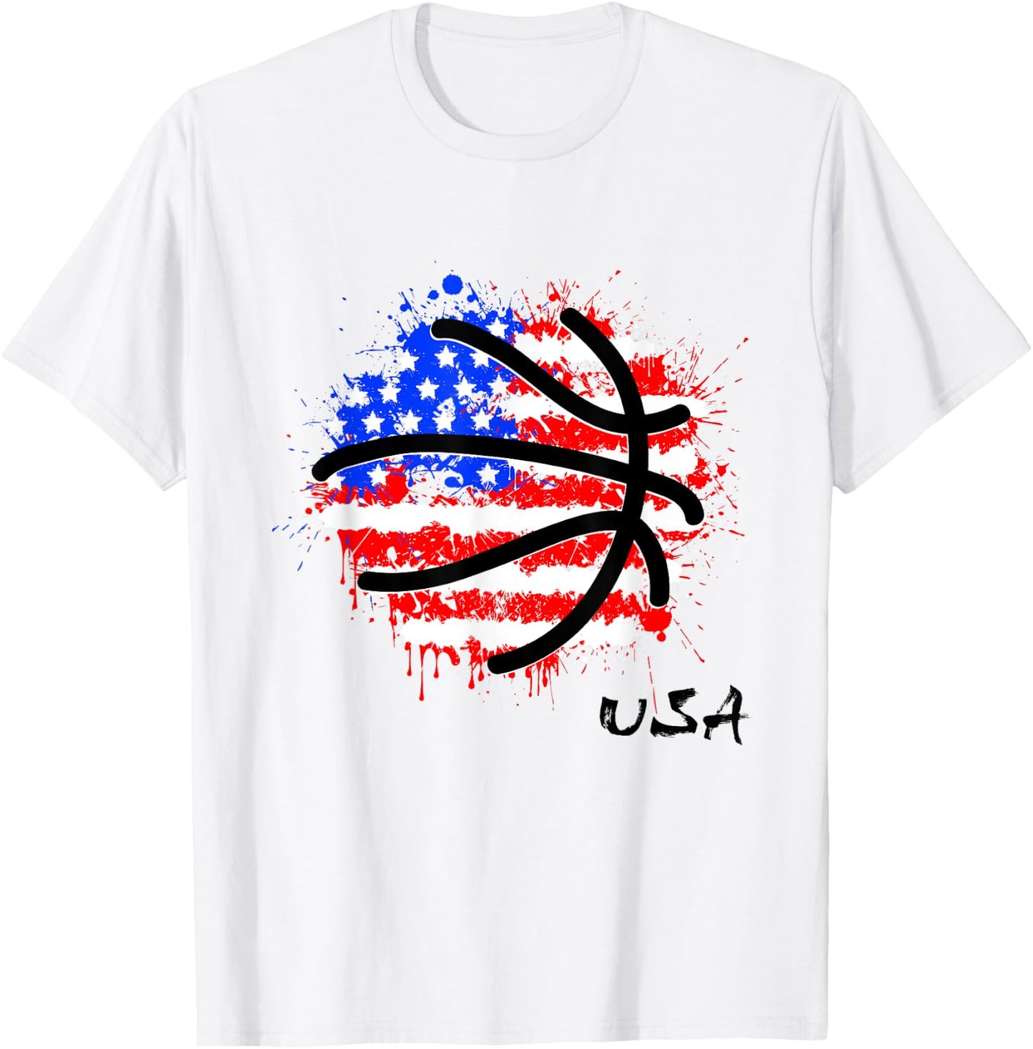 Patriotic Basketball 4th Of July Men USA American Flag Boys T-Shirt - T-Shirt | White