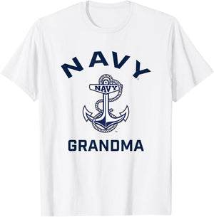US Naval Academy Navy Midshipmen Arched Grandma T-Shirt - T-Shirt | White