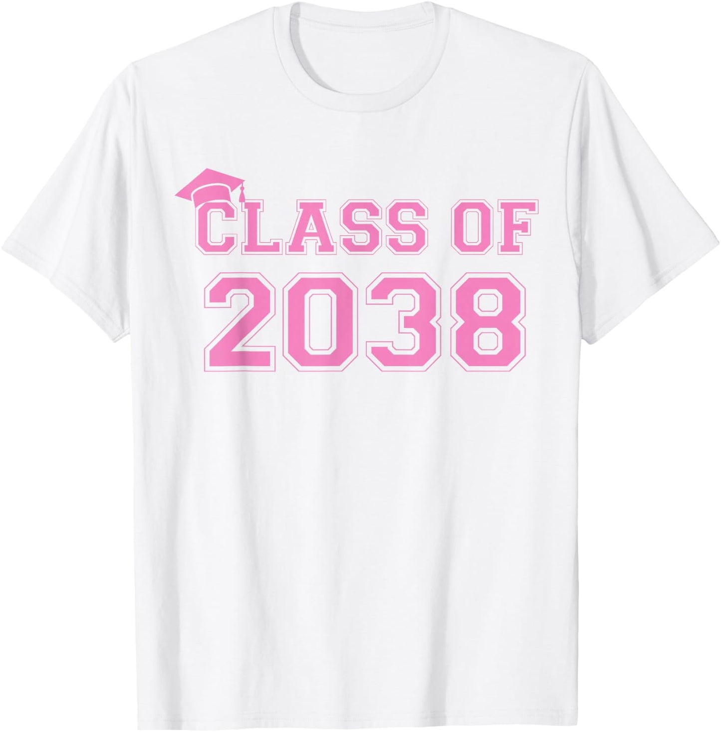Class Of 2038 Handprint Pre-K Pink Girls 2038 Graduation T-Shirt - T-Shirt | White