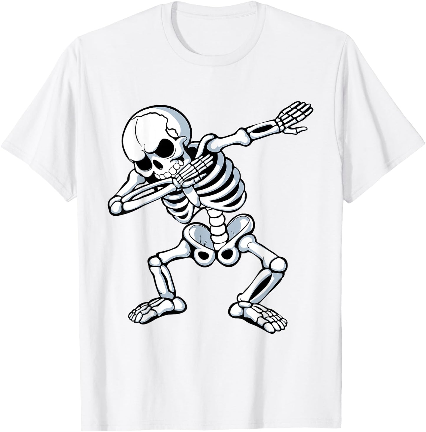 Dabbing Skeleton Spooky Dab Dancing Men Kids Boys Halloween T-Shirt - T-Shirt | White