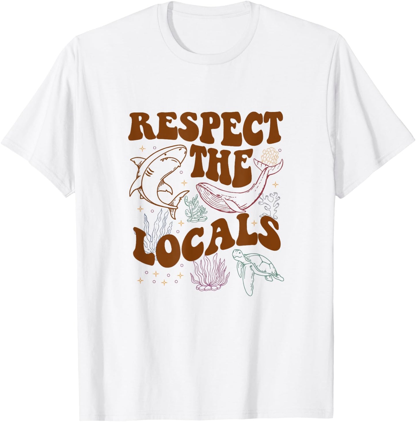 Respect The Locals Protect The Shark Save Our Oceans Retro T-Shirt - T-Shirt | White