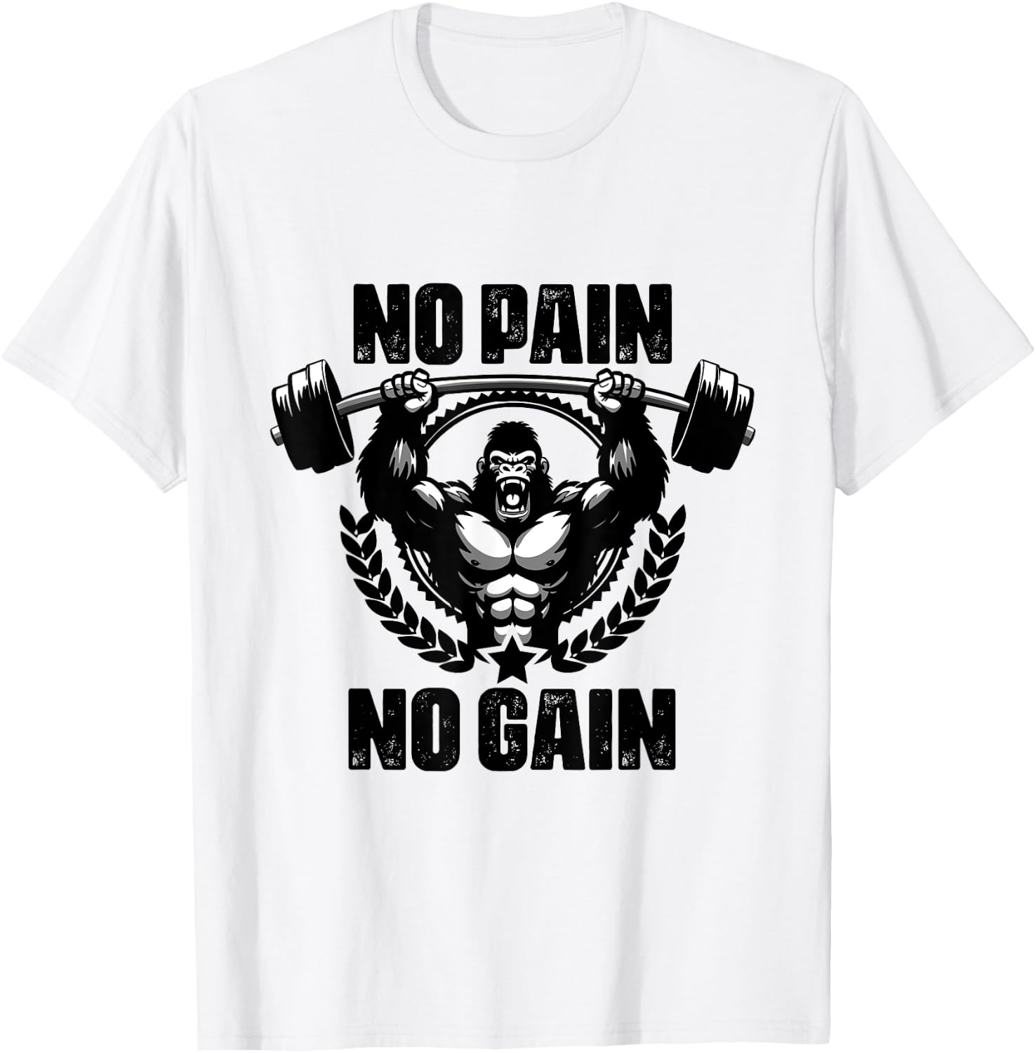 No Pain No Gain Weightlift Workouts Gym Quotes Gym Fitness T-Shirt - T-Shirt | White