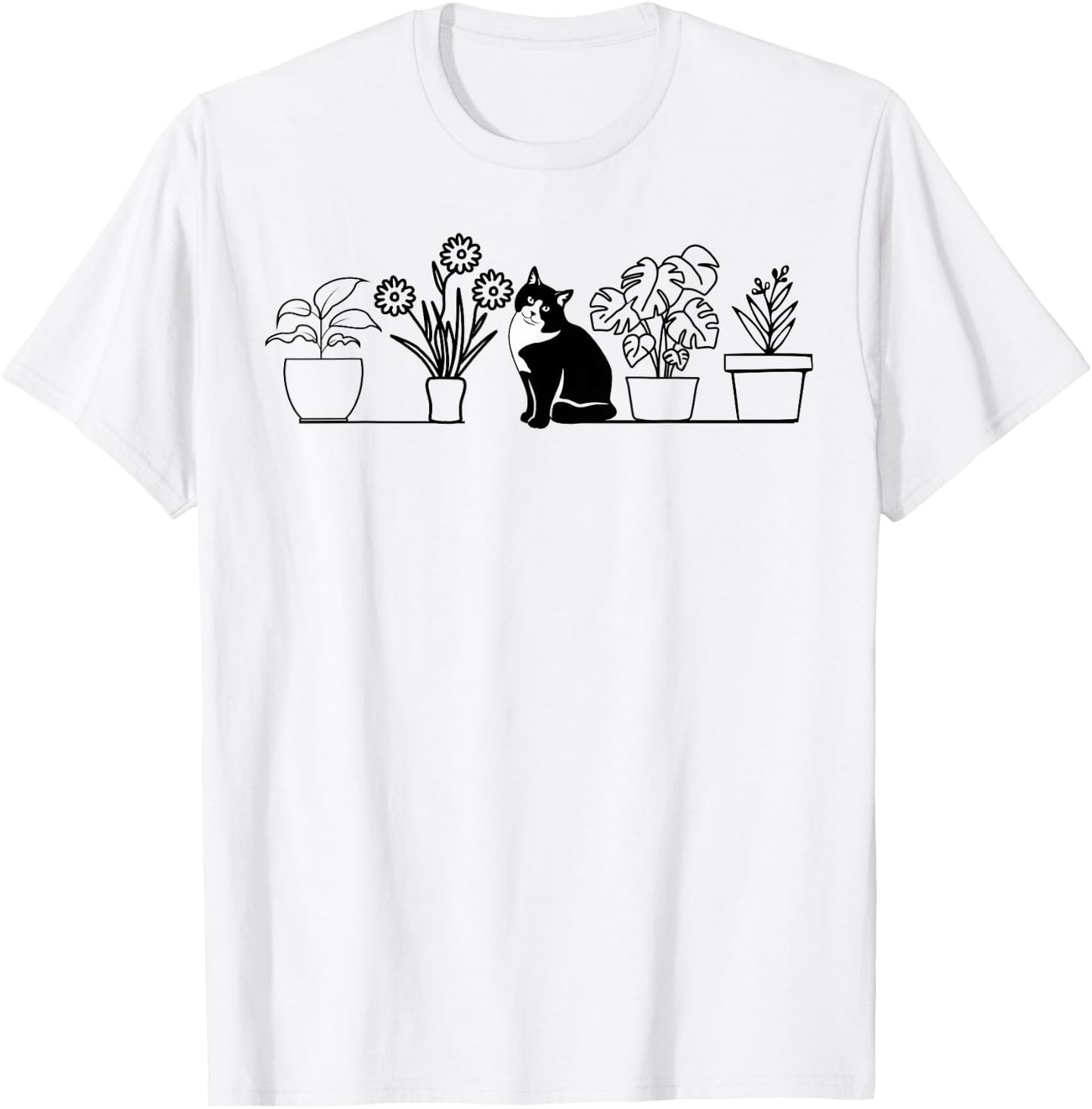 Plants Cats - Cats And Potted Plants T-Shirt - T-Shirt | White