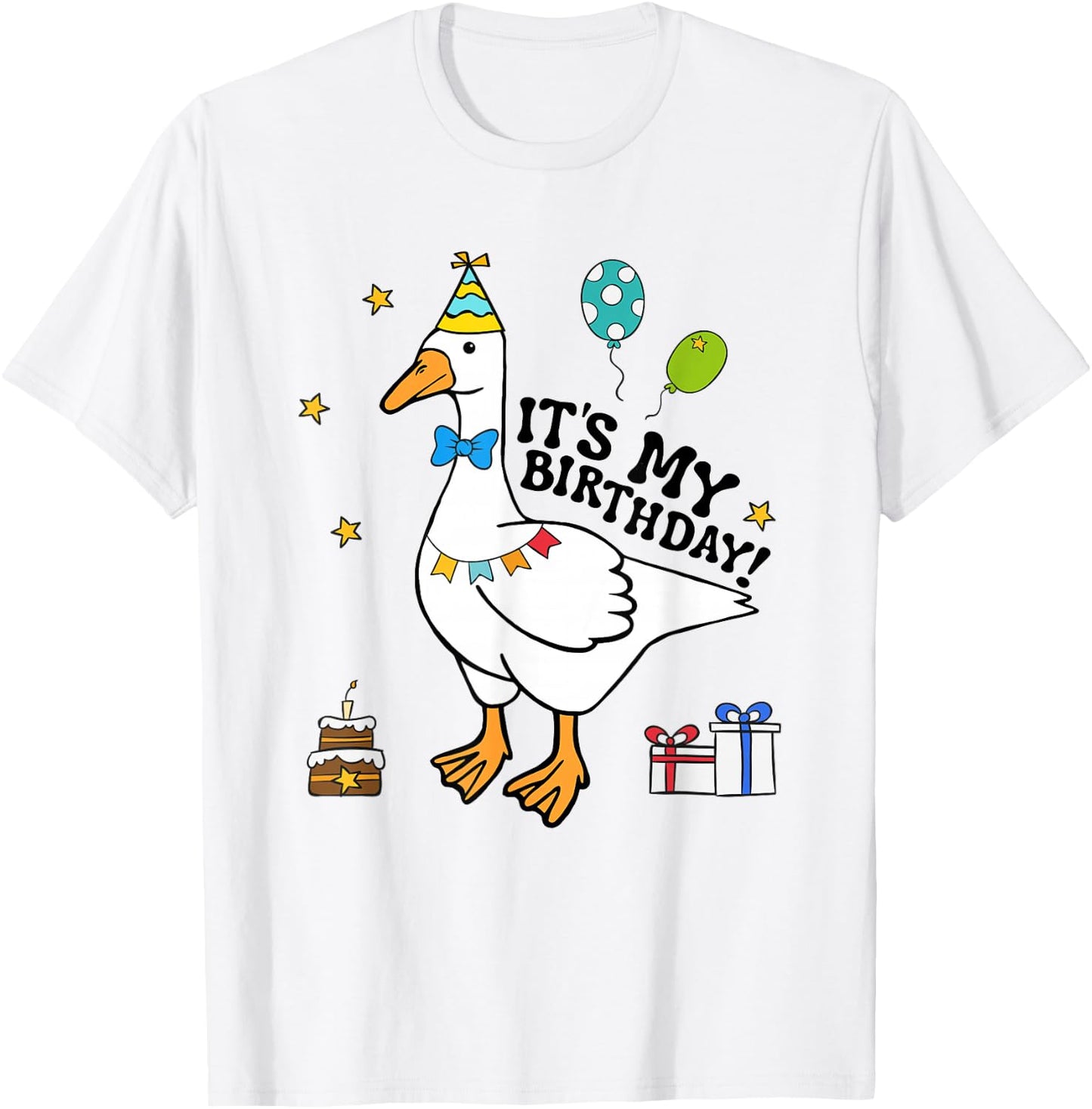 Silly Goose It's My Birthday Birthday Cake Silly Goose Retro T-Shirt - T-Shirt | White