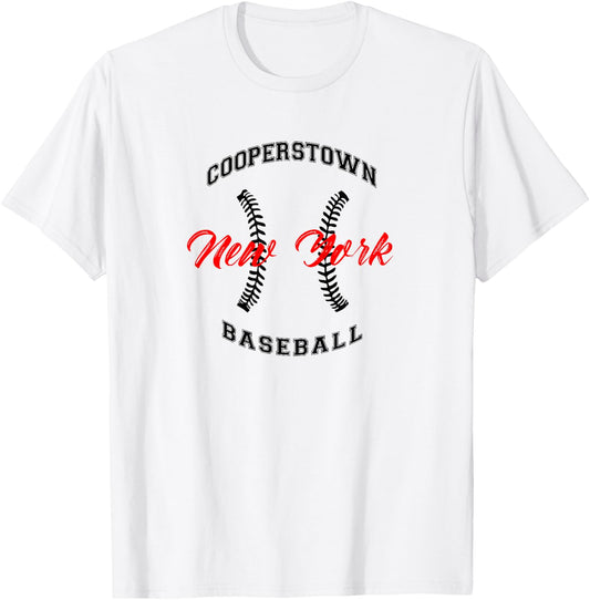 LND4design Cooperstown New York Baseball T-Shirt - T-Shirt | White