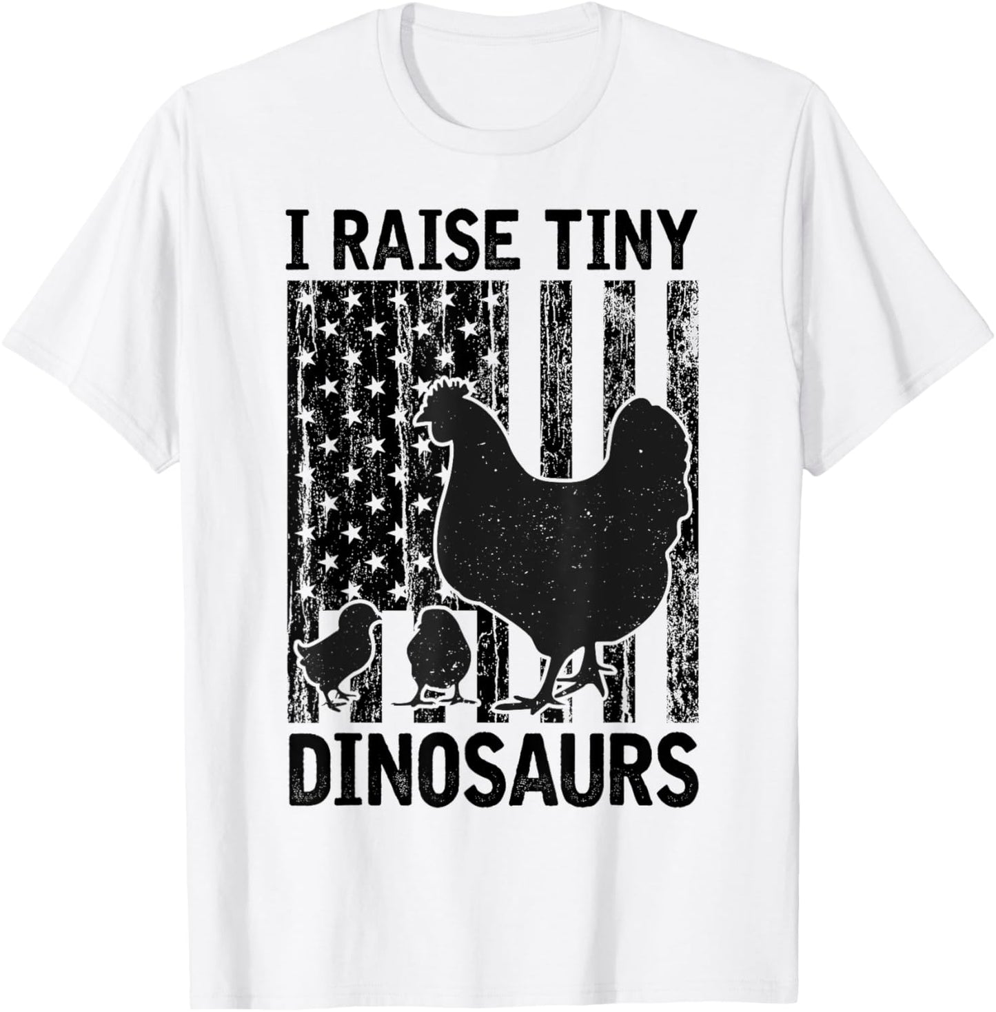 Funny Chickens Tiny Dinosaurs Vintage Chicken Owners Farmer T-Shirt - T-Shirt | White