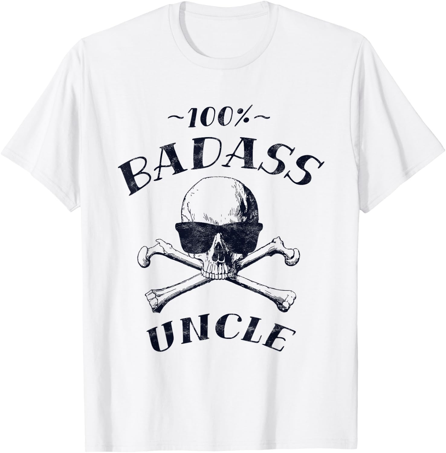 100% Badass Uncle Funny Uncle Gift T-Shirt - T-Shirt | White