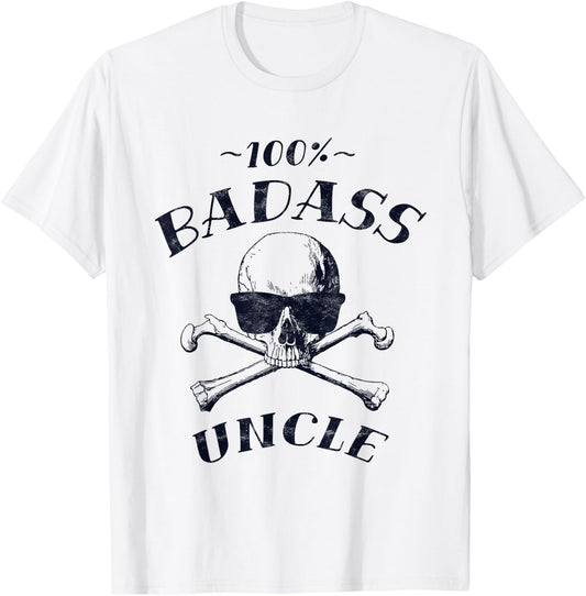 100% Badass Uncle Funny Uncle Gift T-Shirt - T-Shirt | White