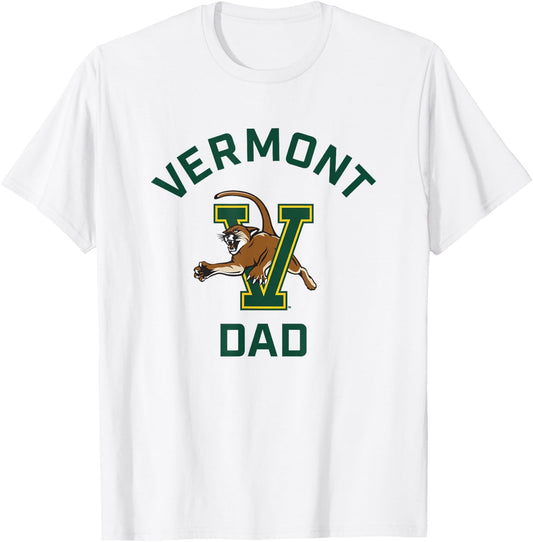 University of Vermont Catamounts Arched Dad T-Shirt - T-Shirt | White
