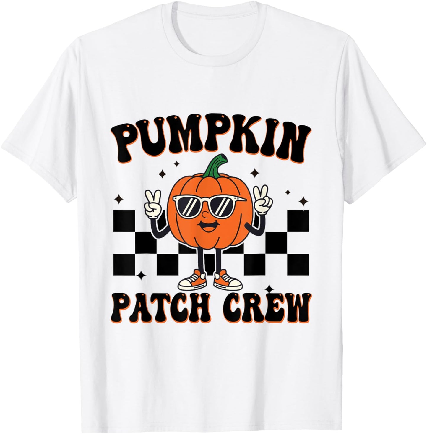Pumpkin Patch Crew Matching Family Halloween Groovy T-Shirt - T-Shirt | White