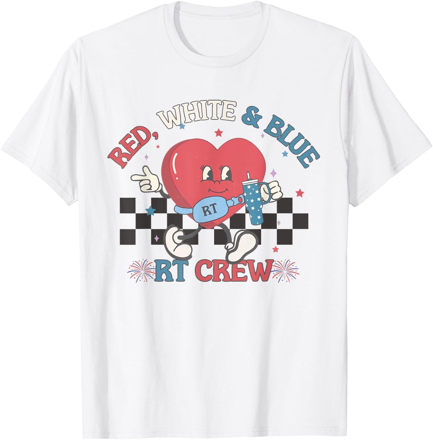 Red White Blue RT Crew Respiratory Therapist 4th of July T-Shirt - T-Shirt | White