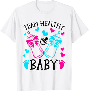 Team Healthy Baby Gender Reveal Party T-Shirt - T-Shirt | White