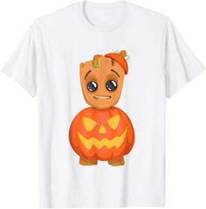 Marvel Classic Halloween Baby Groot Cute Pumpkin Costume T-Shirt - T-Shirt | White