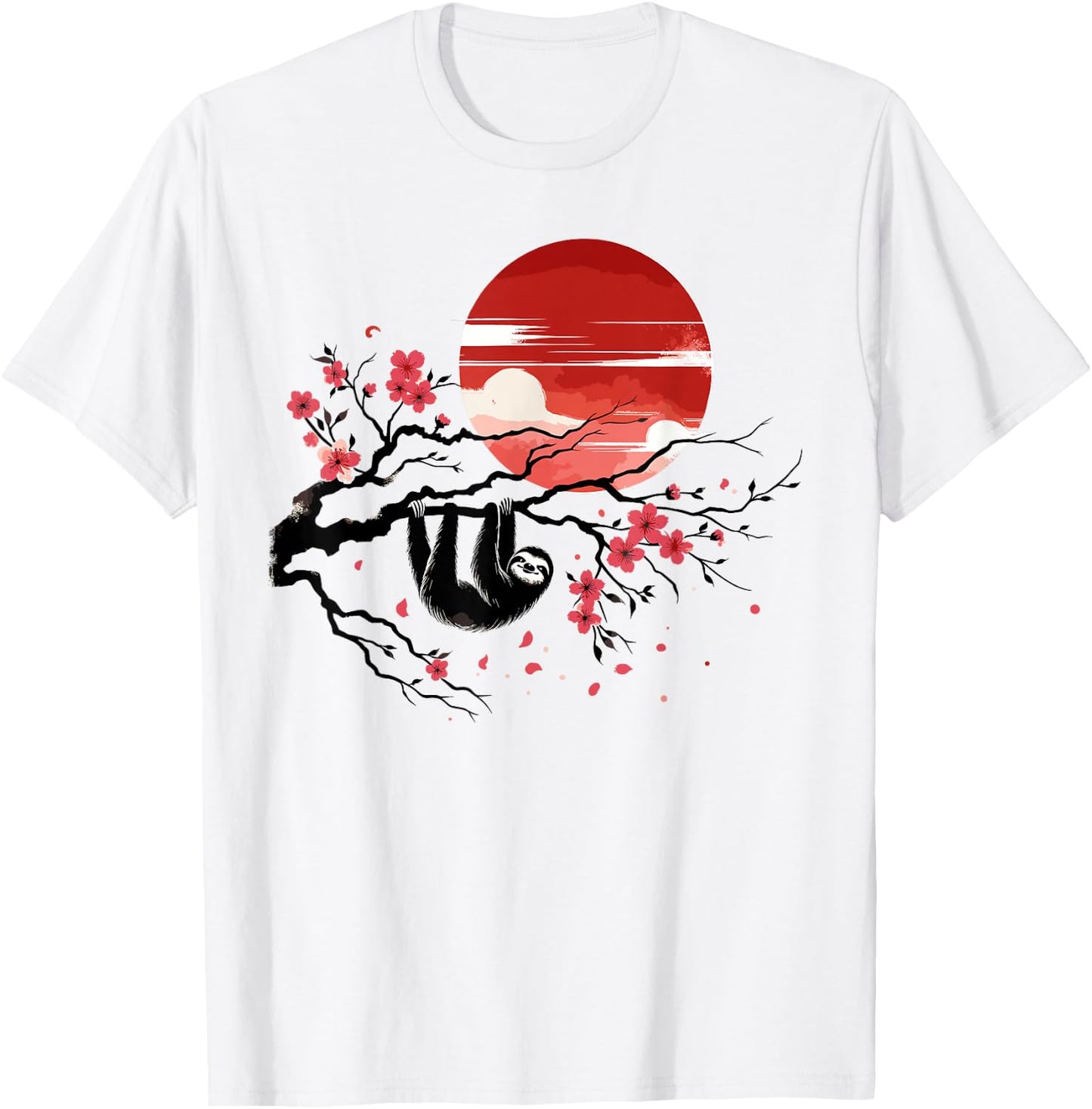 Kawaii Anime Japanese Art Sakura Men Women Kids Funny Sloth T-Shirt - T-Shirt | White