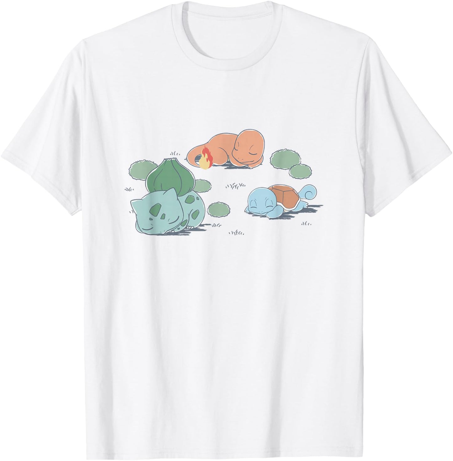 Pokémon Kanto Starters Taking A Nap Cute Retro Shot T-Shirt - T-Shirt | White