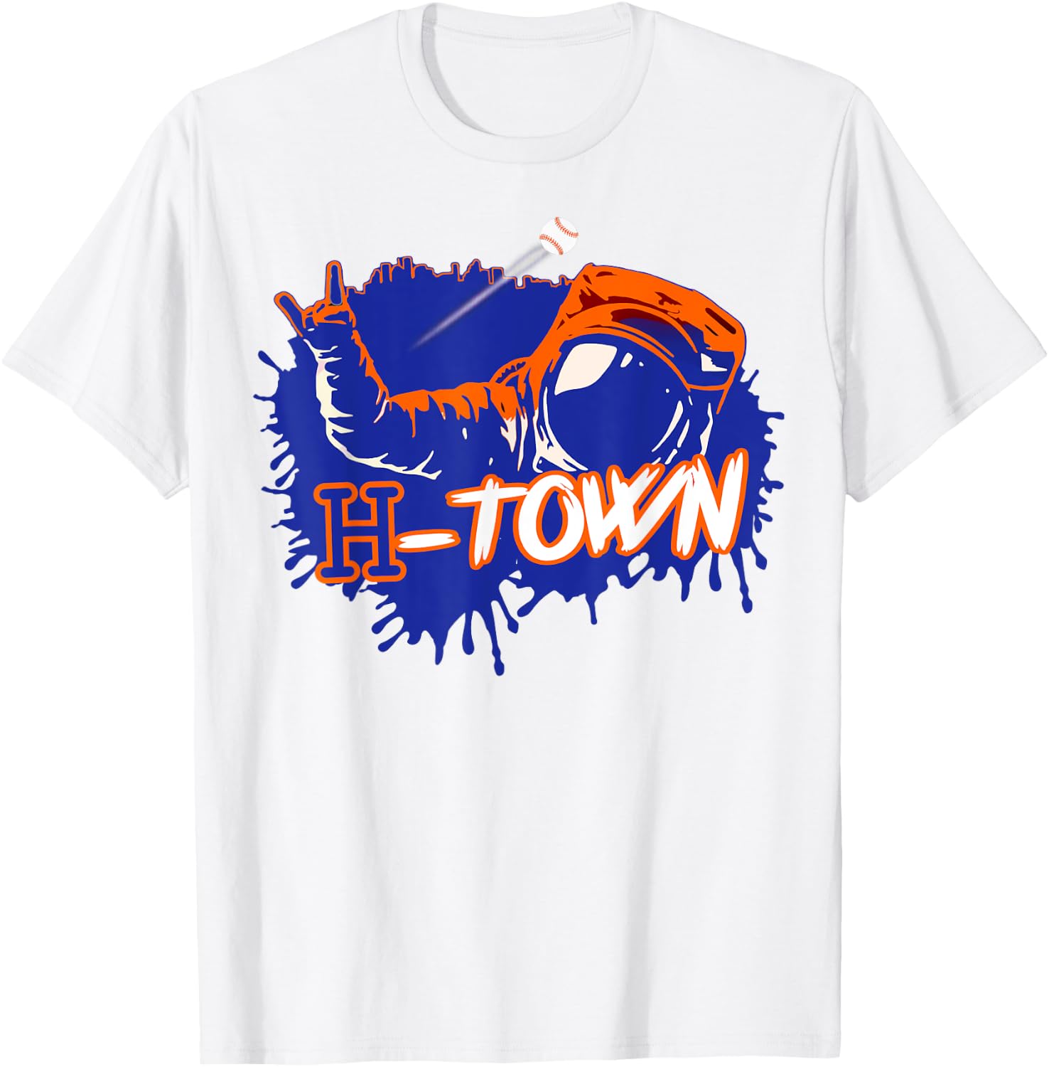 Houston Texas Astronaut H-Town Hand Sign - Houston Baseball T-Shirt - T-Shirt | White