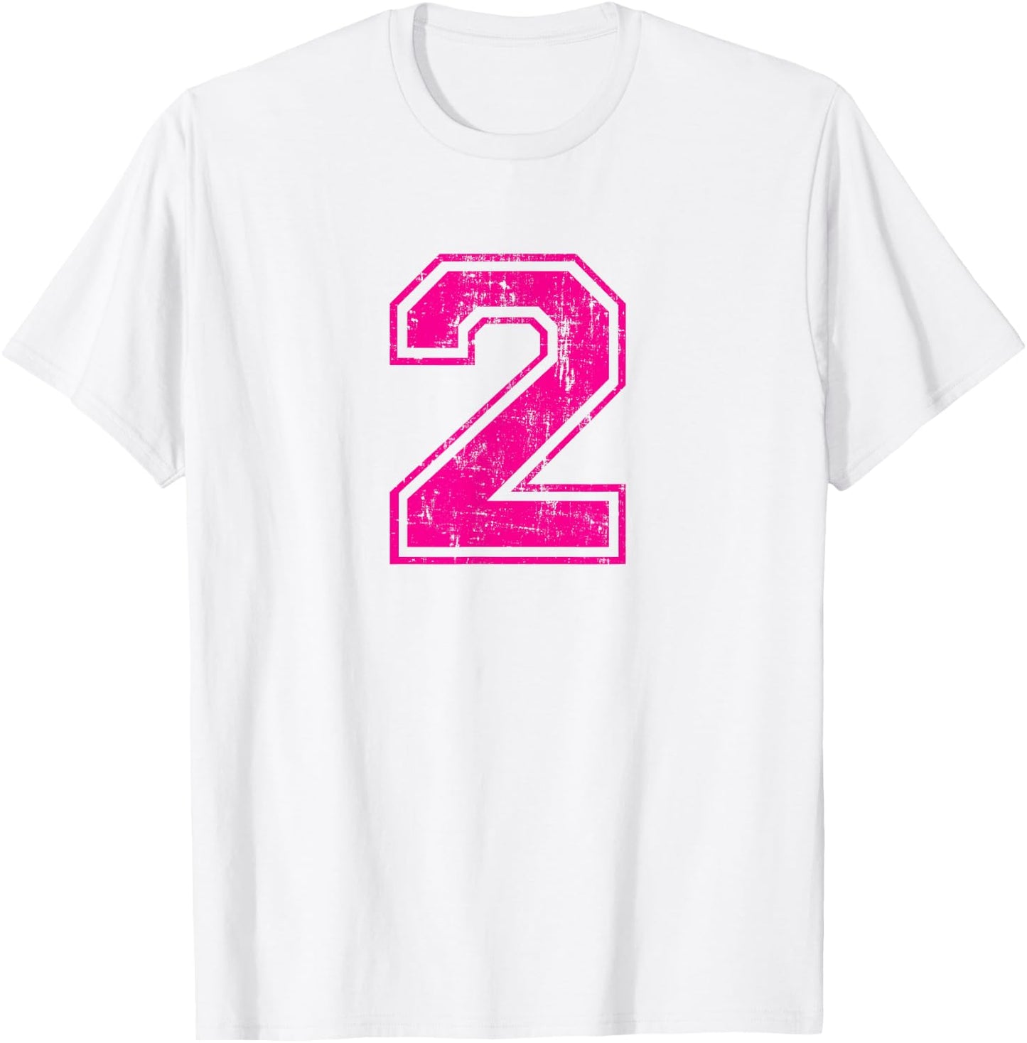 Number 2 Two Varsity Distressed Vintage Sport Team Player's T-Shirt - T-Shirt | White