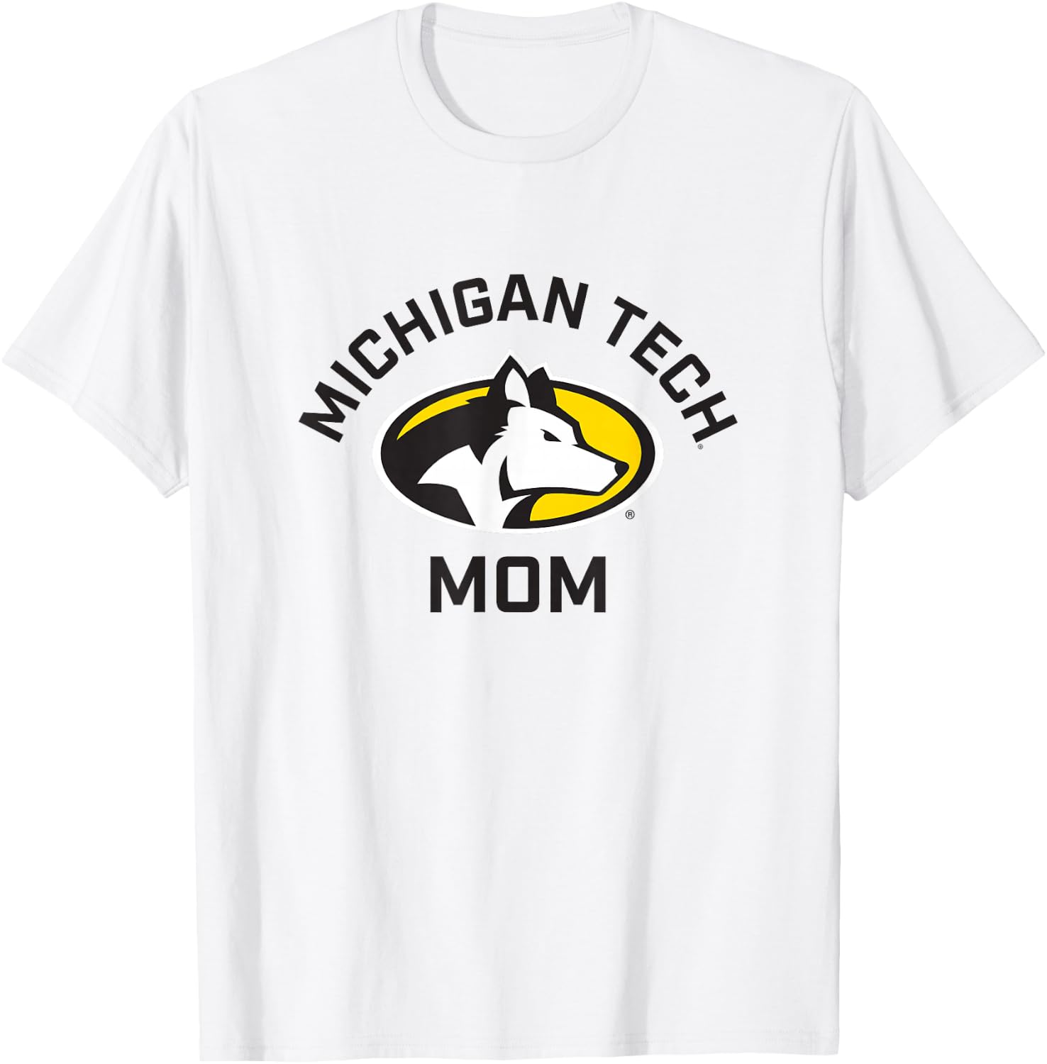 Michigan Tech Huskies Arched Mom T-Shirt - T-Shirt | White