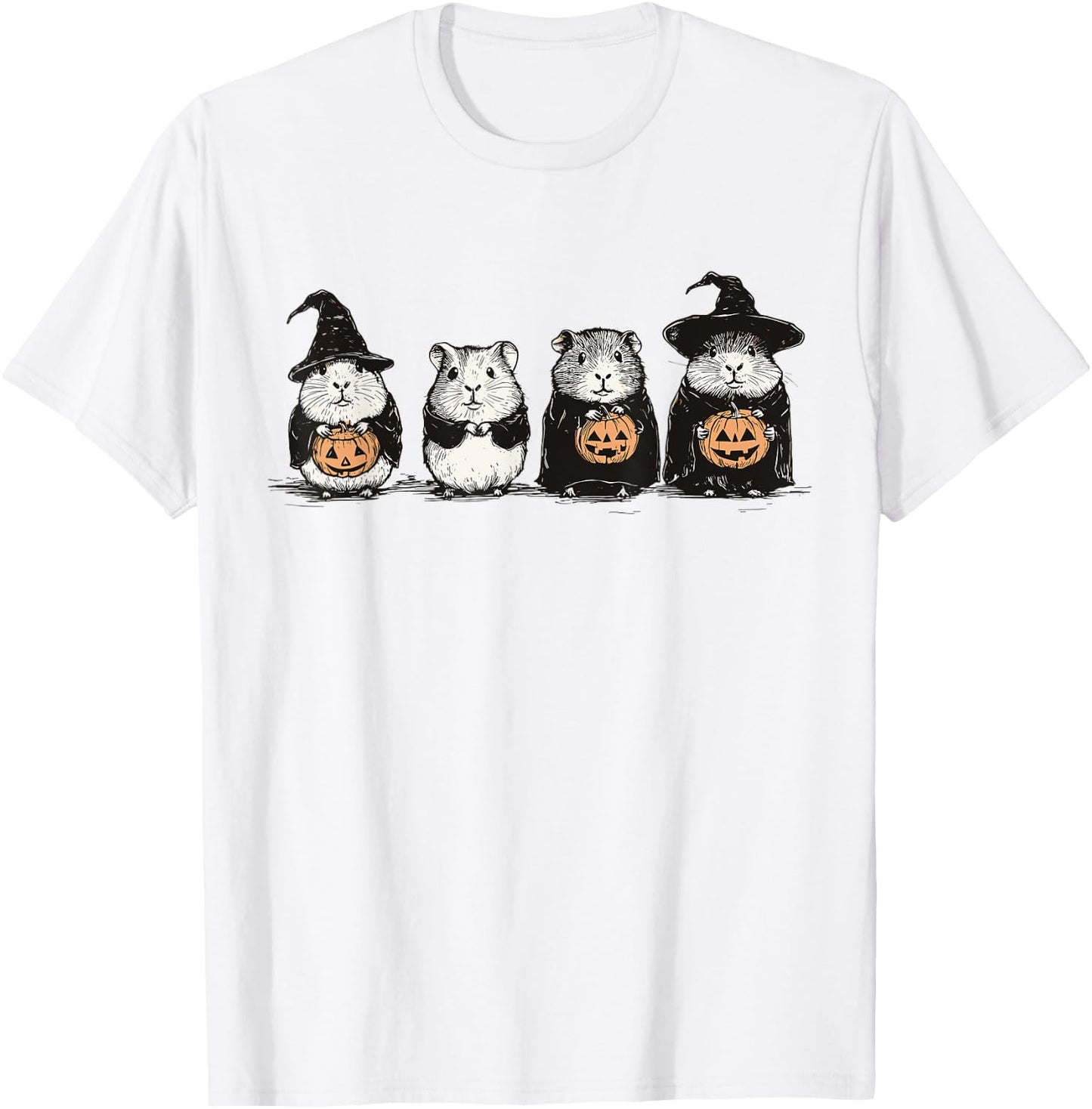 Cute Guinea Pig Halloween Guinea Pig Witch Hilarious Animal T-Shirt - T-Shirt | White