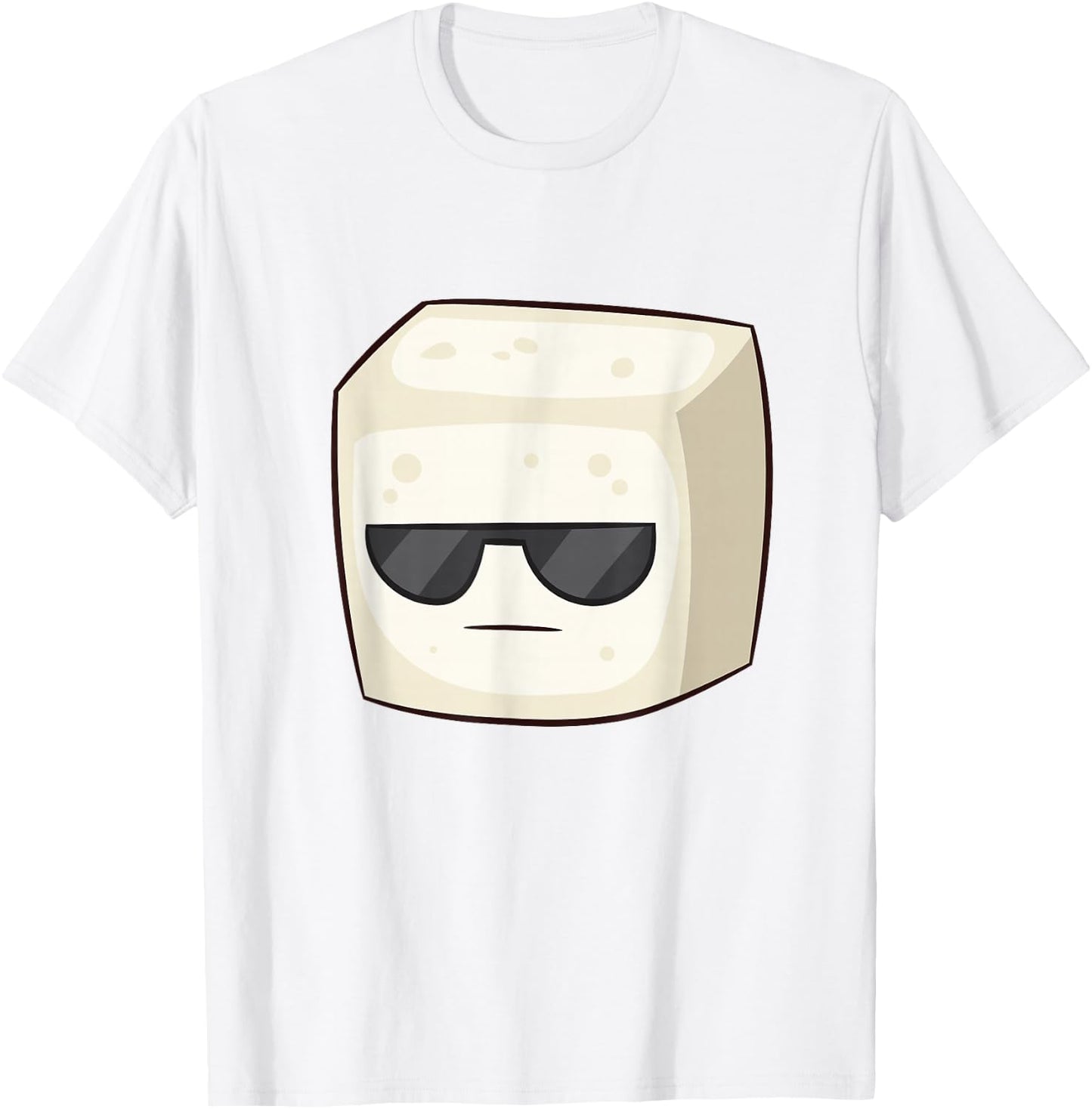 Tofu With Sunglasses Vegan Vegetarian Cute Cartoon Tofu T-Shirt - T-Shirt | White