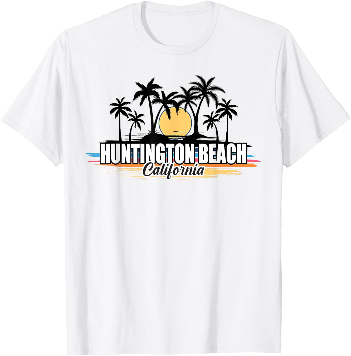 Huntington Beach California Retro Surfing Beach T-Shirt - T-Shirt | White