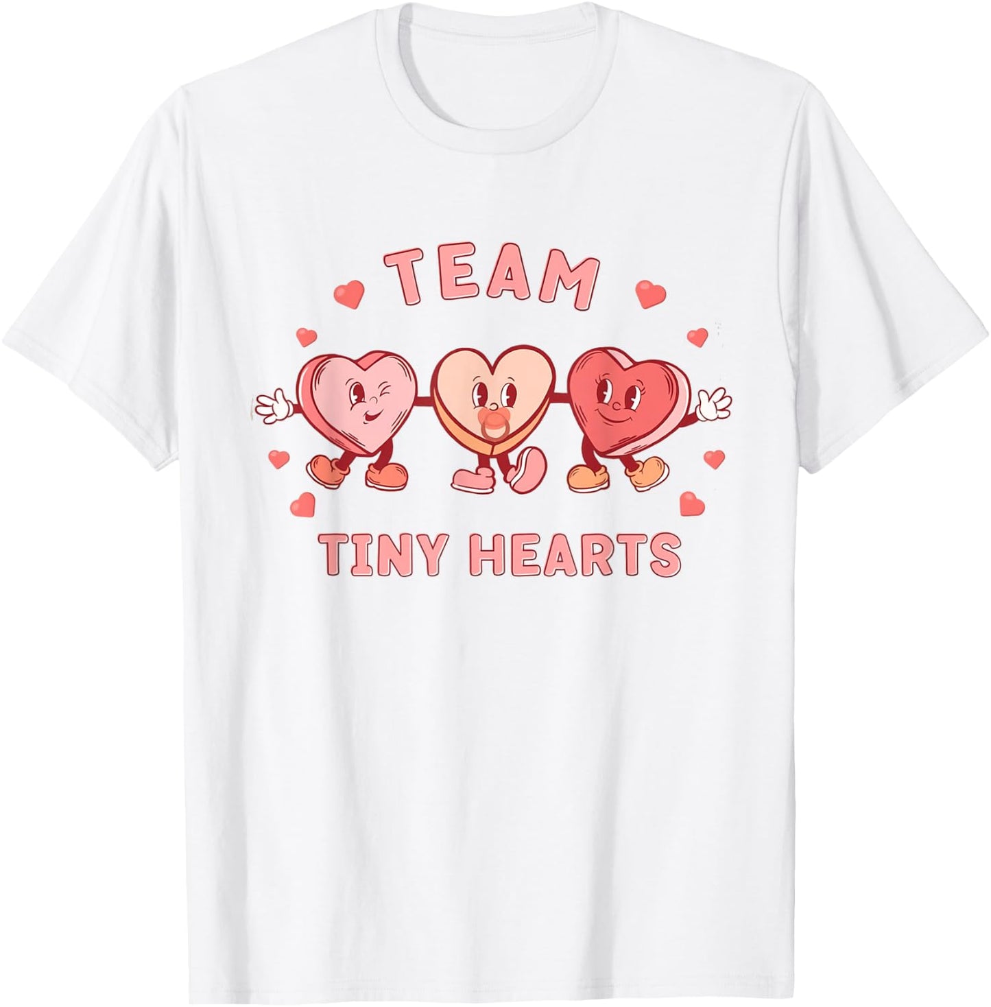 Retro Team Tiny Hearts Nurse Valentines Peds Cardiac Nurse T-Shirt - T-Shirt | White