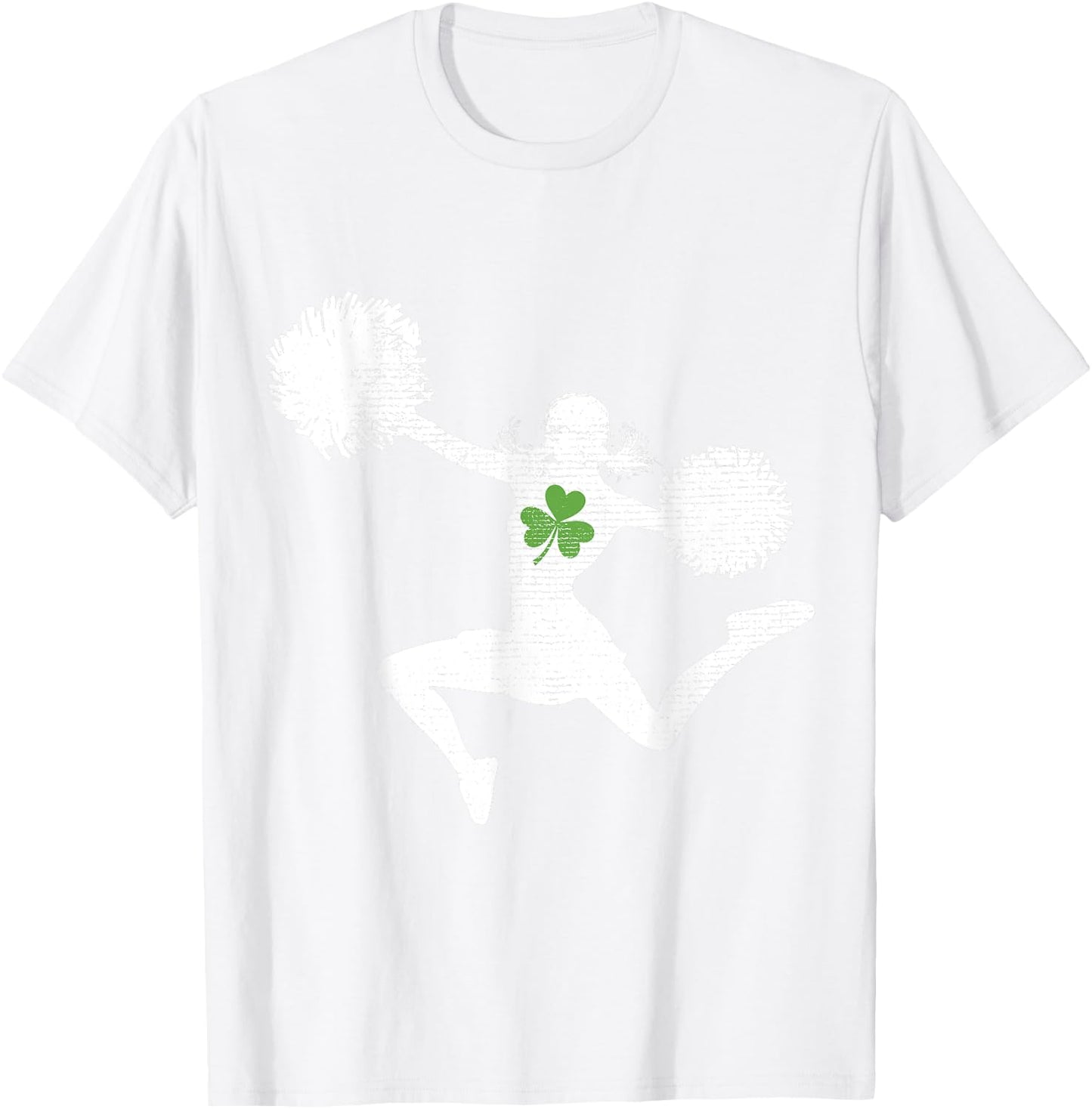 Cheerleading Lovers Green Shamrock Leaf St Patricks Day T-Shirt - T-Shirt | White