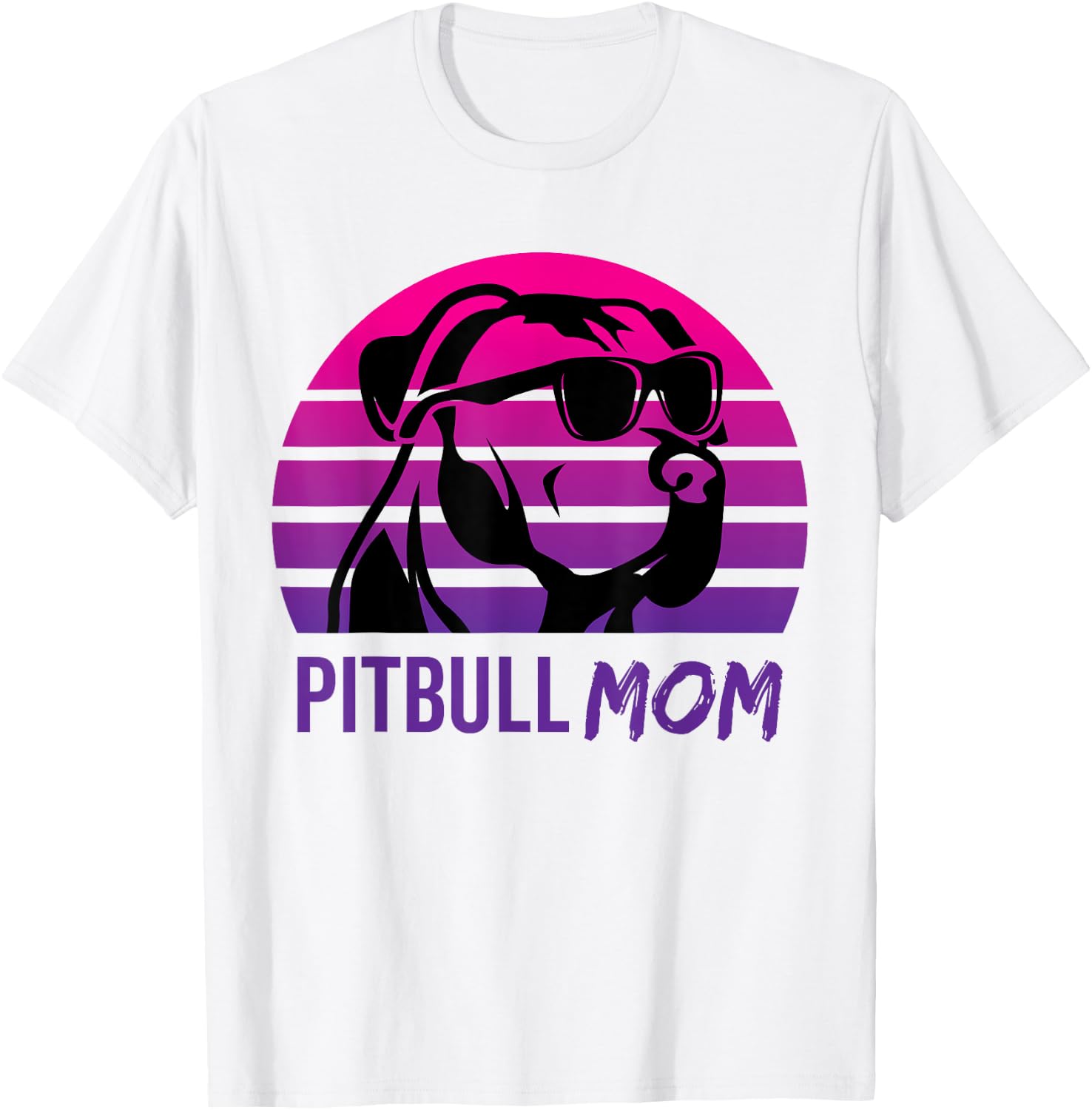 Pitbull Mom Funny Retro 80s Pitbull Dog T-Shirt - T-Shirt | White