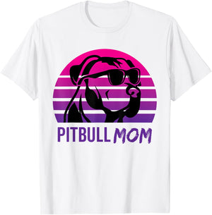 Pitbull Mom Funny Retro 80s Pitbull Dog T-Shirt - T-Shirt | White