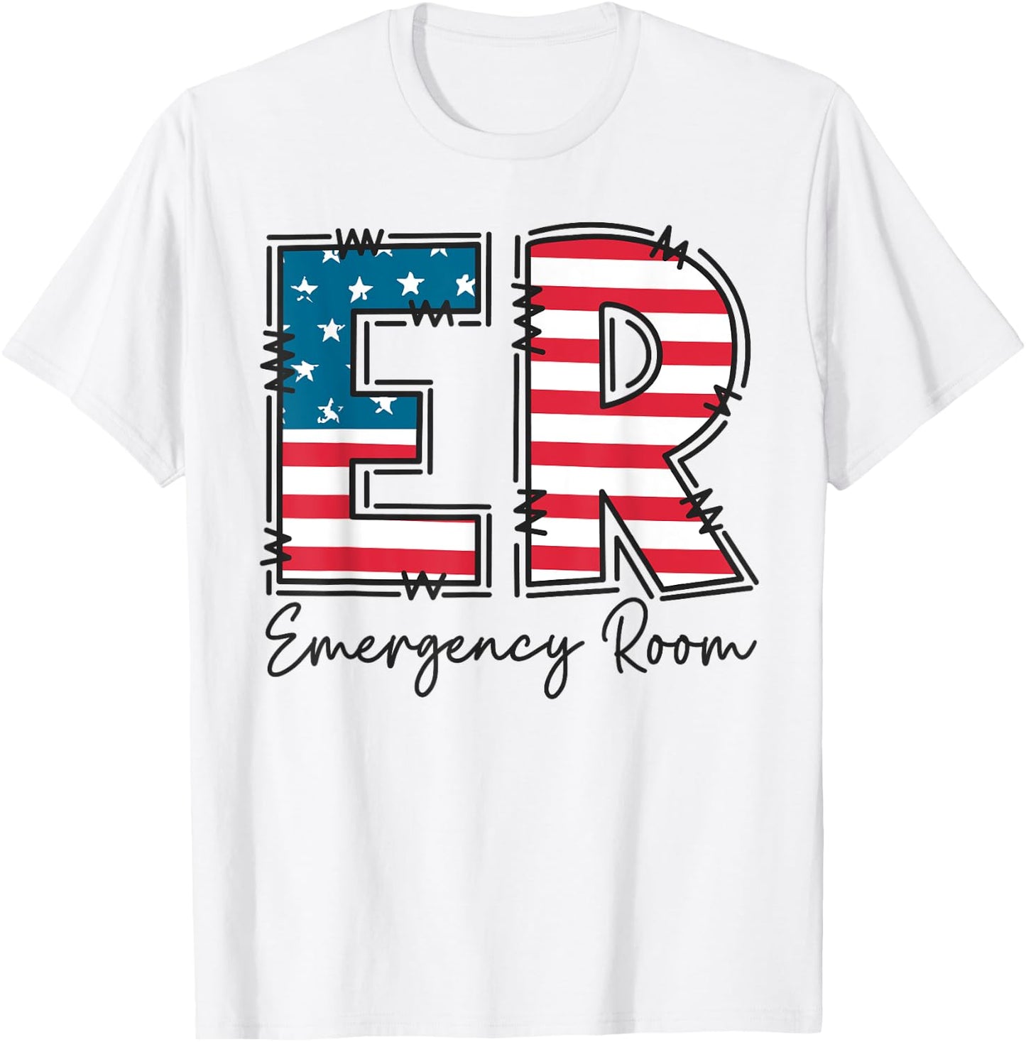 Emergency Room ER Nurse 4th of July Emergency Department T-Shirt - T-Shirt | White