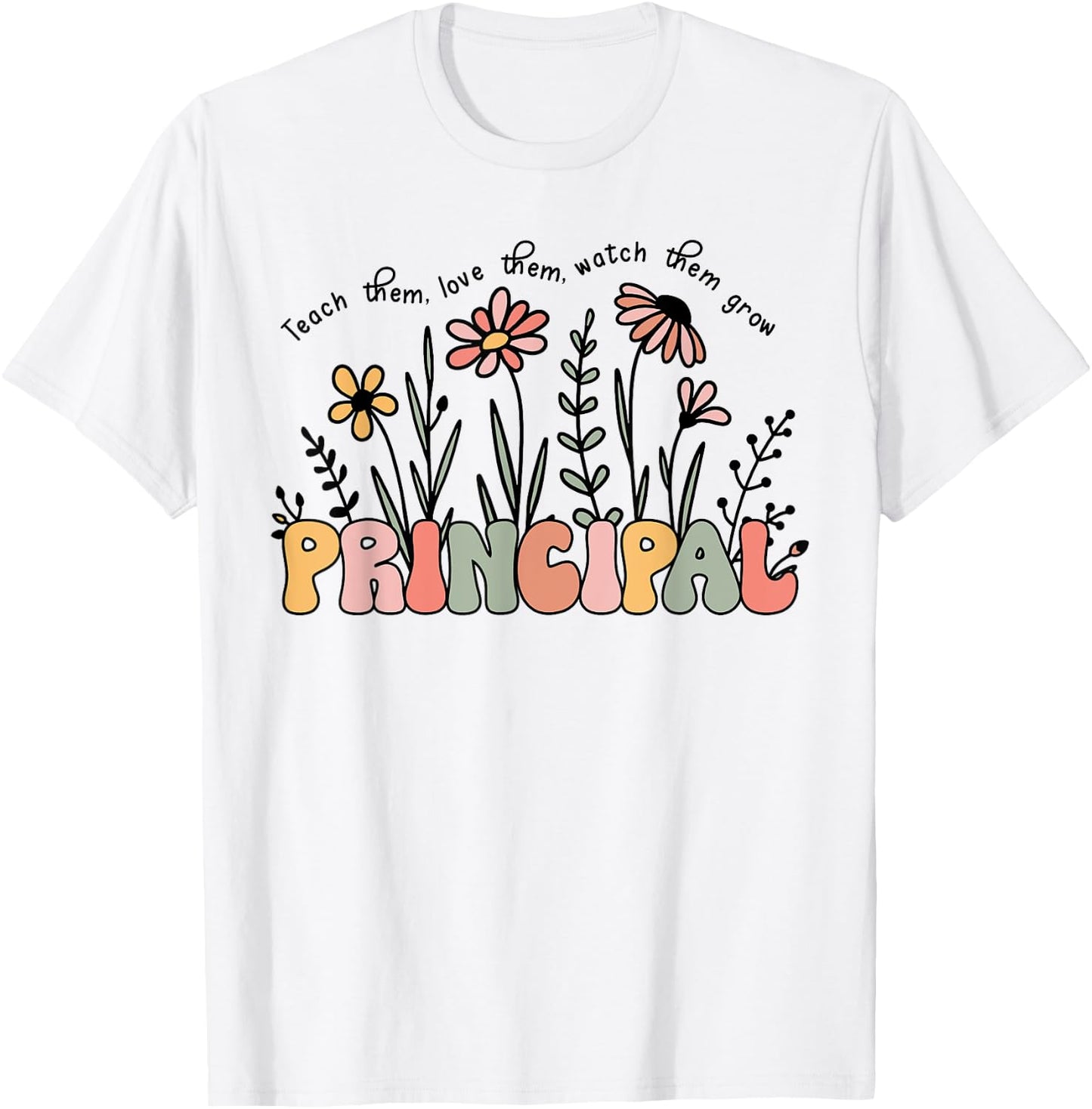 Retro Vintage Floral Principal Shirt Teachers Day T-Shirt - T-Shirt | White