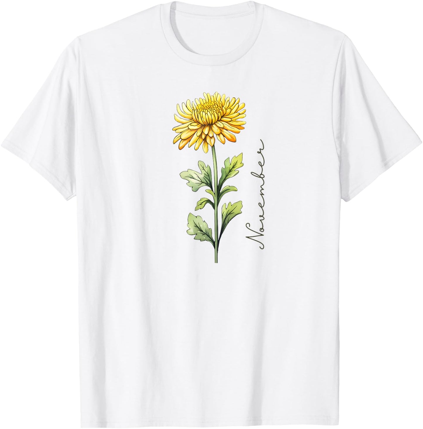 November Birthday Chrysanthemum Birth Flower T-Shirt - T-Shirt | White