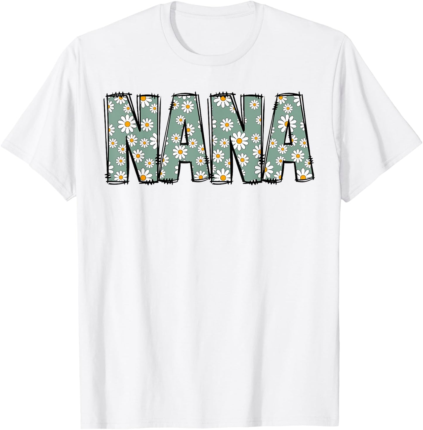 Retro Nana Colorful Flowers Groovy Daisy Flower T-Shirt - T-Shirt | White