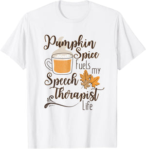 Speech Therapist Pumpkin Spice Latte SLP Fall Therapy Coffee T-Shirt - T-Shirt | White