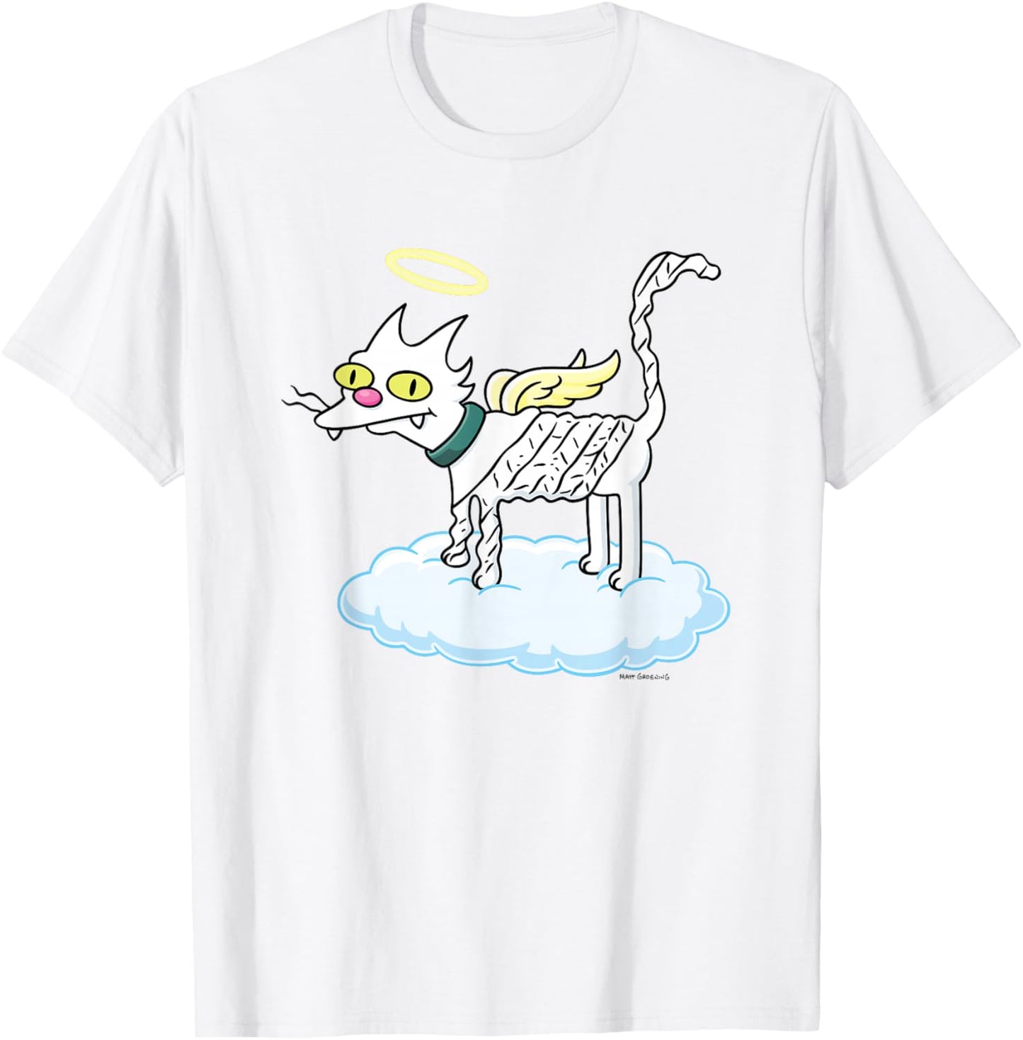 The Simpsons Cute Snowball Angel In Heaven Big Chest Logo T-Shirt - T-Shirt | White