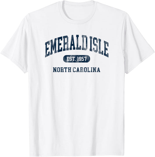 Emerald Isle North Carolina Est 1957 Retro Preppy Throwback T-Shirt - T-Shirt | White